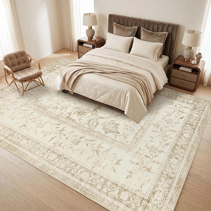 GarveeHome Vintage Beige Area Rug 9x12 - Image 2
