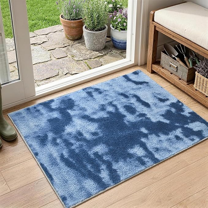 2x3 Tie-dye Dark Teal Area Rug Washable Non-Slip by Unknown