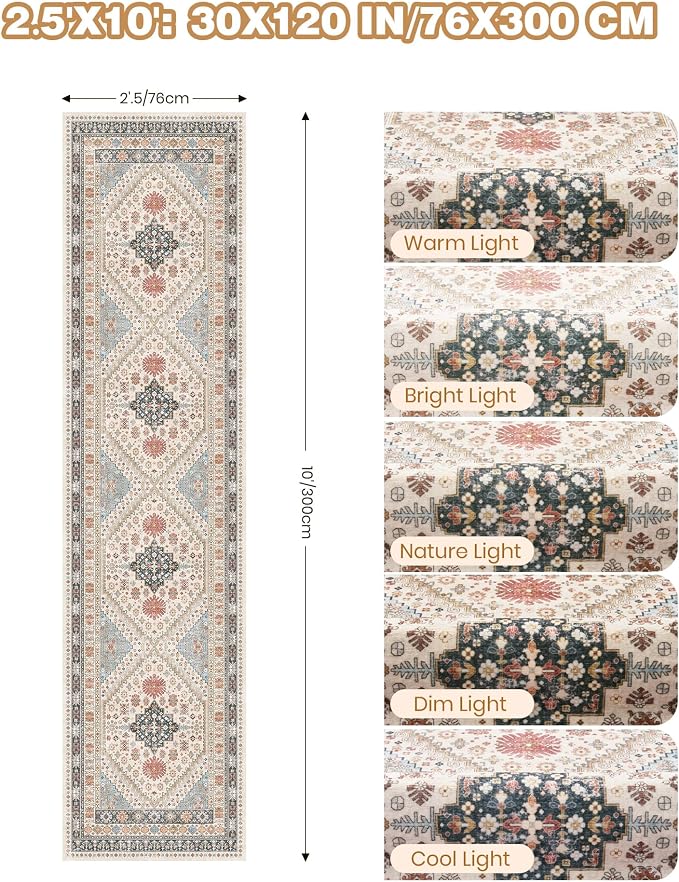 Kitchen Runner Rug Non Slip Washable Rugs 2.5x10, Carpet Runner - Image 2