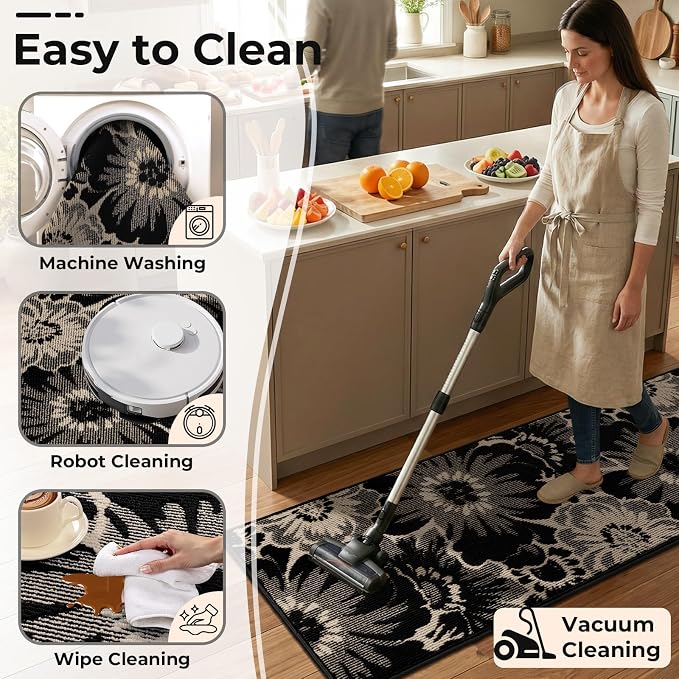 Findosom Hallway Runner Rug 2x10, Non Slip High-Low Textured Floral Washable - Image 5
