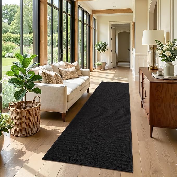 Findosom Washable Runner Rug 2x8, Geometric High-Low Textured Non Slip Hallway - Image 6