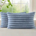 decorUhome Fall Faux Fur Throw Pillow Covers 12x20 Set of 2 Grey Blue | by decorUhome