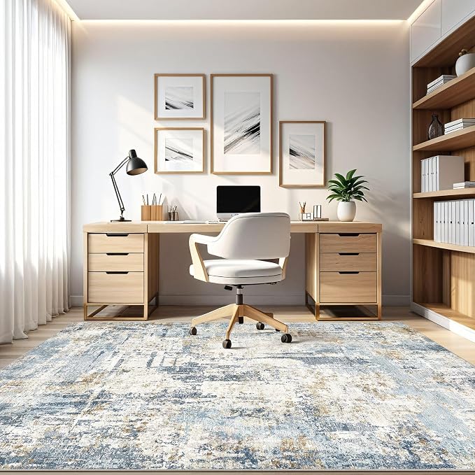 LOONGRUG 7x9 Area Rug Washable Large Neutral Modern Living Room Rugs | Abstract - Image 8