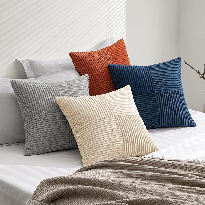 MIULEE Blue Rust Throw Pillow Covers 18x18 Inch Set of 4 Boho Farmhouse Cushion - Image 6