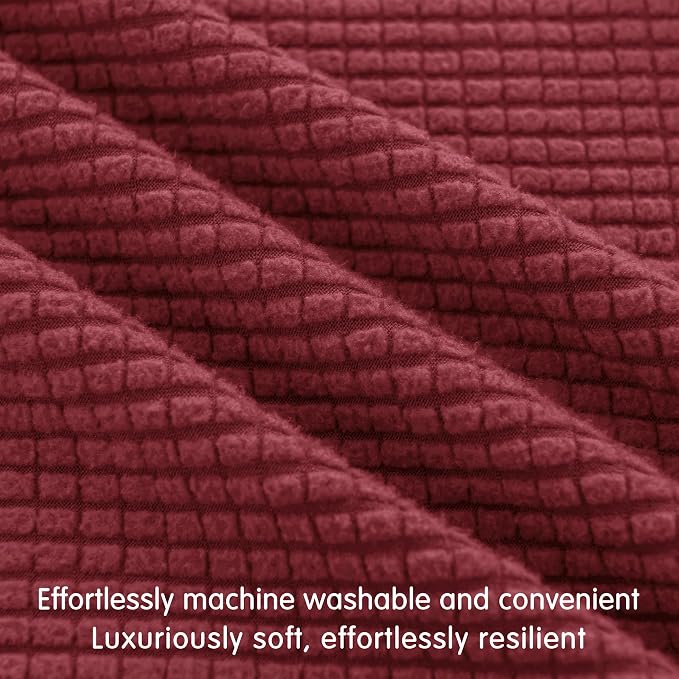 Hokway Couch Cushion Covers Christmas Wine Red Stretch Cushion Covers Sofa Seat - Image 4