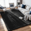 6x9 Fluffy Shag Area Rugs for Living Room Bedroom: Soft Plush Carpet Black | by CarpetAddColortoYourLife