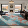 8x10 Washable Area Rugs for Living Room, Dining Room- Blue Red | Ultra Soft Low by Lbris