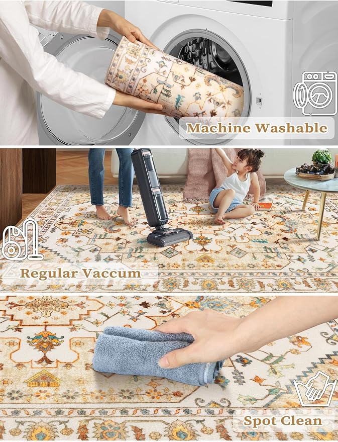 SERISSA 2'6"x8' Washable Non Slip Boho Runner Rug - Image 2
