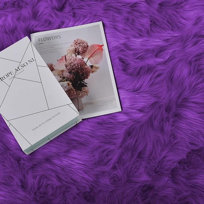 Goolela Purple Area Rug 5x7 Fluffy Fuzzy Furry Carpet - Image 8