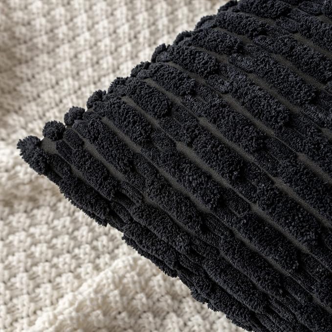 MIULEE Euro Sham Corduroy Decorative Throw Pillow Covers 24x24 Black | Pack of - Image 5