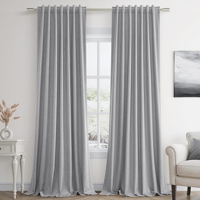 Grey 100% Blackout Curtains 90 Inch Length 2 Panels Set by Guken