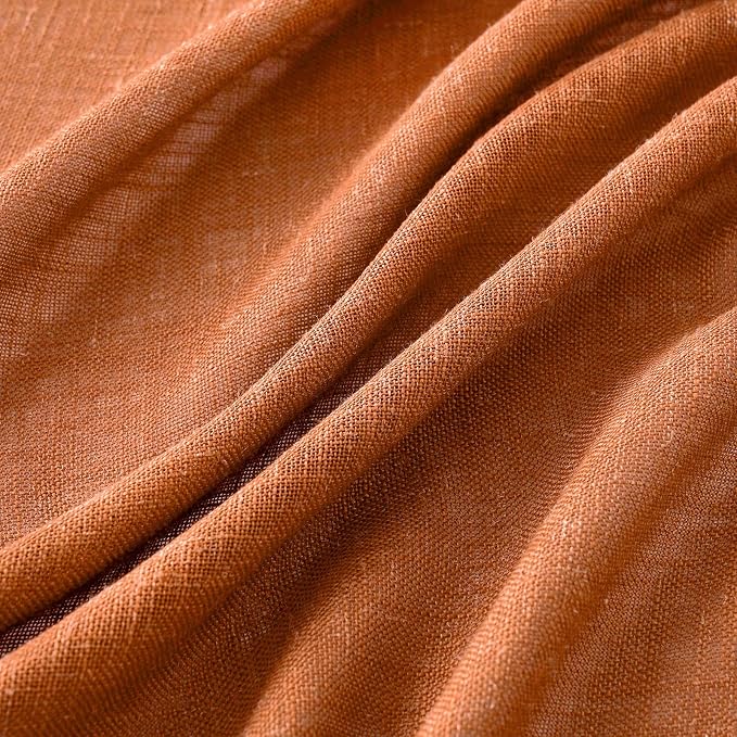 MIULEE Orange Fall Linen Curtains 52x90 Inch 2 Panels - Image 3