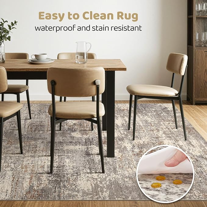 LOONGRUG 5x8 Area Rug Washable Neutral Modern Living Room Rugs Brown Black | - Image 6
