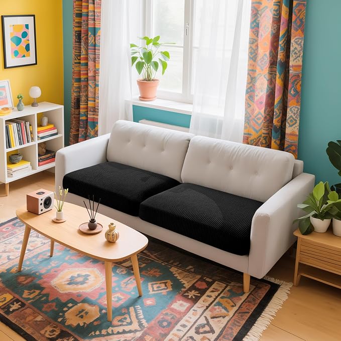 Hokway Stretch Couch Cushion Covers, 2 Piece Individual Sofa Cushion - Image 2
