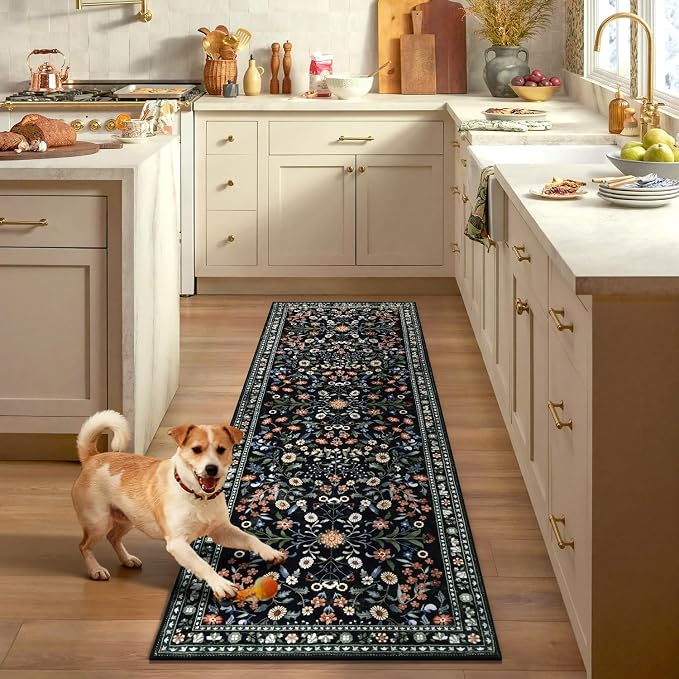 Yamaziot 2x8 Washable Hallway Runner Rug Non Slip Carpet, Colorful Black | Soft - Image 9