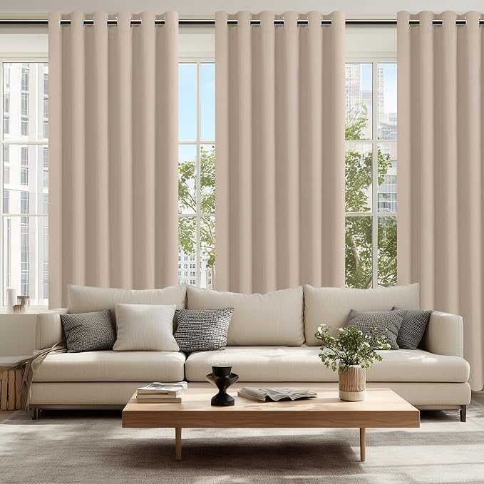 Grommet Blackout Curtains for Bedroom 70 x 84 Inches Camel 2 Panels | Thermal - Image 6