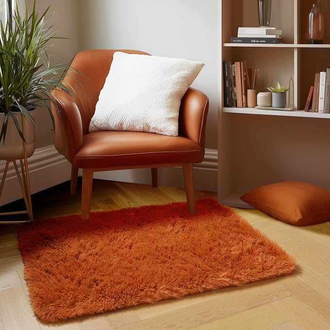 Amdrebio Burnt Orange Small Mini Area Rug 2x3 - Image 4