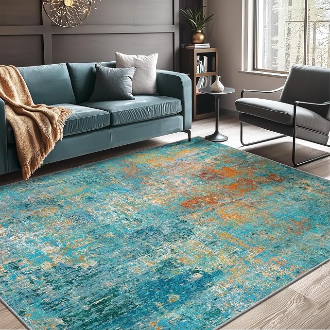 RELEANY Washable 9'x12' Abstract Area Rug - Image 2