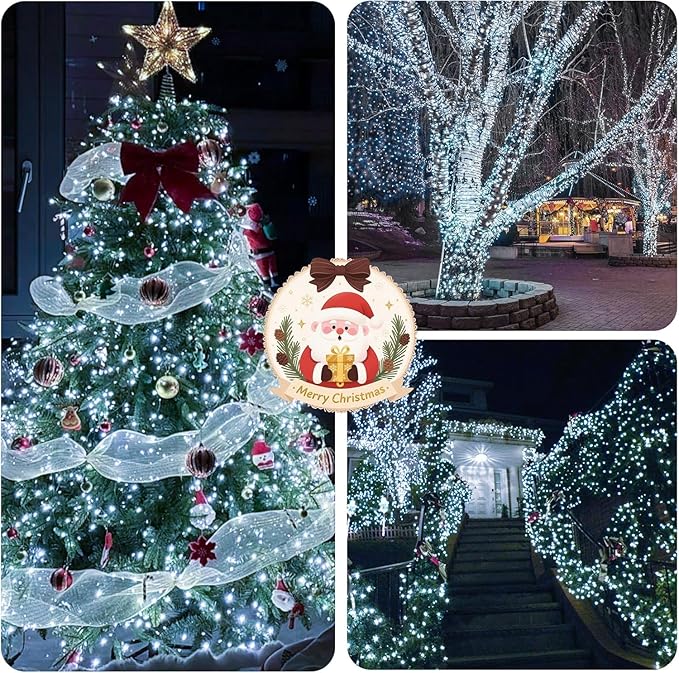 Connectable 240LED 88Ft 13Modes Christmas Lights Outdoor Indoor | Extendable Green Wire Christmas String Lights with Timer | Twinkle Fairy Light Plug in for Xmas Tree Garden Decor Party (Cool White)