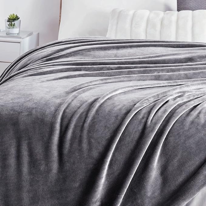 Walensee Fleece Blanket Plush Throw Fuzzy Lightweight (Twin Size 60x80 Dark Grey) Super Soft Microfiber Flannel Blankets for Couch, Bed, Sofa Ultra Luxurious Warm and Cozy for All Seasons