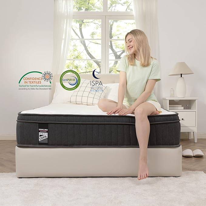 King Mattress, 12 Inch Hybrid Mattress in a Box with Gel Memory Foam and Pocket Spring, Medium Firm Feel, Cooler Sleep & Pressure Relief, 76 * 80 * 12, 120 Nights Risk-Free Trial