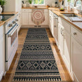 Lahome Boho Kitchen Runner Rug, 2x8 Easy Jute Laundry Room Rug | Black by Lahome
