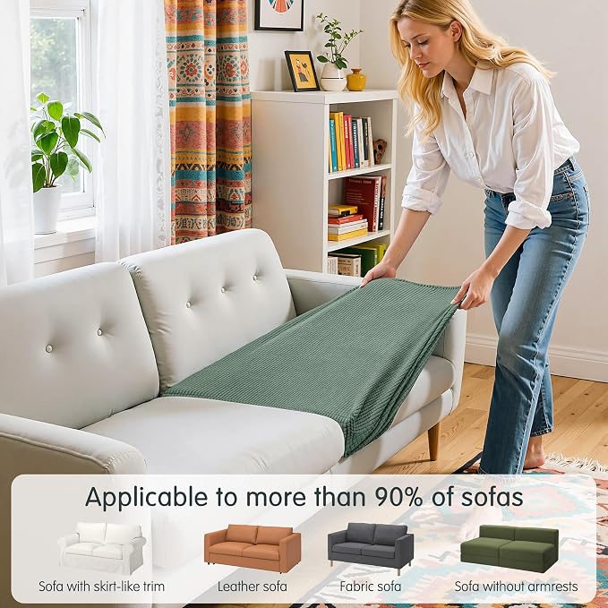Hokway Stretch Couch Cushion Covers, 2 Piece Individual Sofa Cushion - Image 4