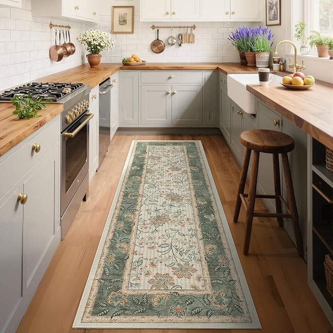 GarveeHome 2x6 Washable Runner Rug Sage Green Non Slip Kitchen Runner | Hallway - Image 7