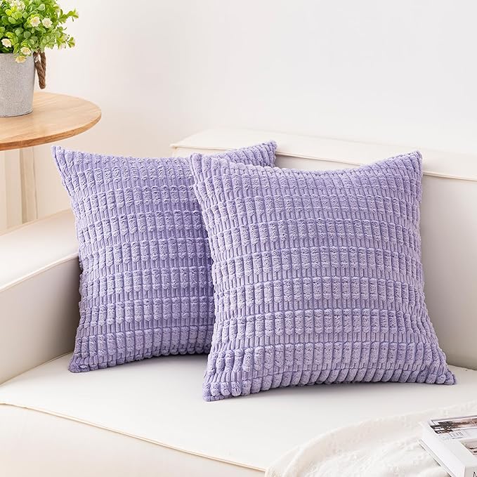 Aegero Pack of 2 Corduroy Decorative Throw Pillow Covers 18x18 Inch by Unknown
