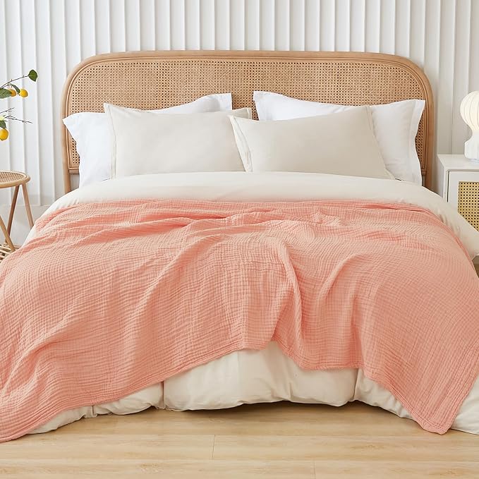 EMME Muslin Blankets for Adults Throw Blanket for Couch Breathable Gauze Soft - Image 6