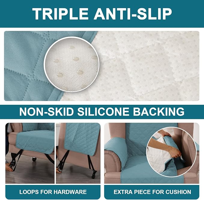 Turquoize 100% Waterproof Wing Chair Cover Wing Armchair Slipcovers Chair Couch - Image 4