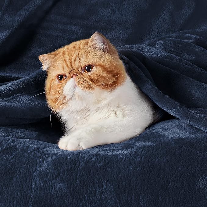 Bedsure GentleSoft Navy Blue Fleece Blankets King Size - Bed Blanket Soft Lightweight Plush Cozy Fuzzy Luxury Microfiber, 108x90 inches