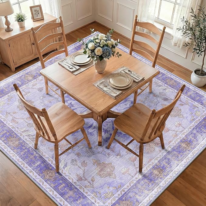 RELEANY Washable Area Rug, Square 8'x8', Water Repellent, Pet Friendly - Image 2