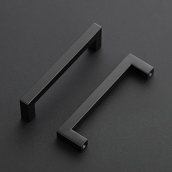 Ravinte 10 Pack Black Cabinet Pulls 5 Inch Square Kitchen Cabinet Handles Matte Black Kitchen Hardware for Drawer Pulls Drawer Handles Come with Screwdriver