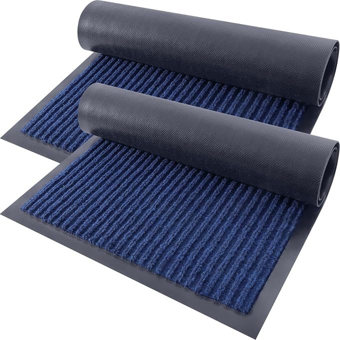 OLANLY 2-Pack Front Door Mats 29.5x17, Waterproof Heavy-Duty Doormats | Blue by OLANLY