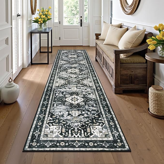 Yamaziot Washable Runner Rug, 2x8 Non-Slip Boho Vintage Hallway Kitchen Rug | by Yamaziot