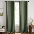MIULEE 100% Blackout Linen Curtains 42 x 96 Inch Olive Green 2 Panels | Thermal by MIULEE