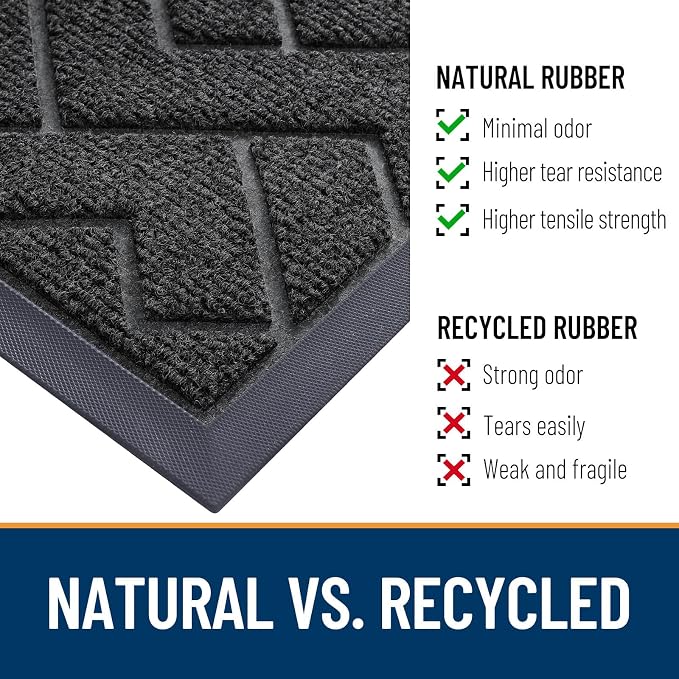 OLANLY Front Door Mat Outside 47x32, All-Season Absorbent Rubber Doormat | Black - Image 5
