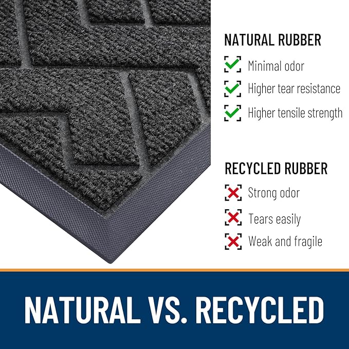 OLANLY Front Door Mat Outside 71x23, All-Season Absorbent Rubber Doormat | Black - Image 5