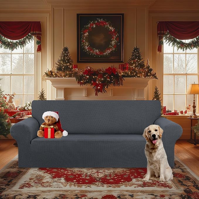 Stretch Oversized Couch Covers for Sofa Slipcover, Charcoal | 1-Piece Washable - Image 2