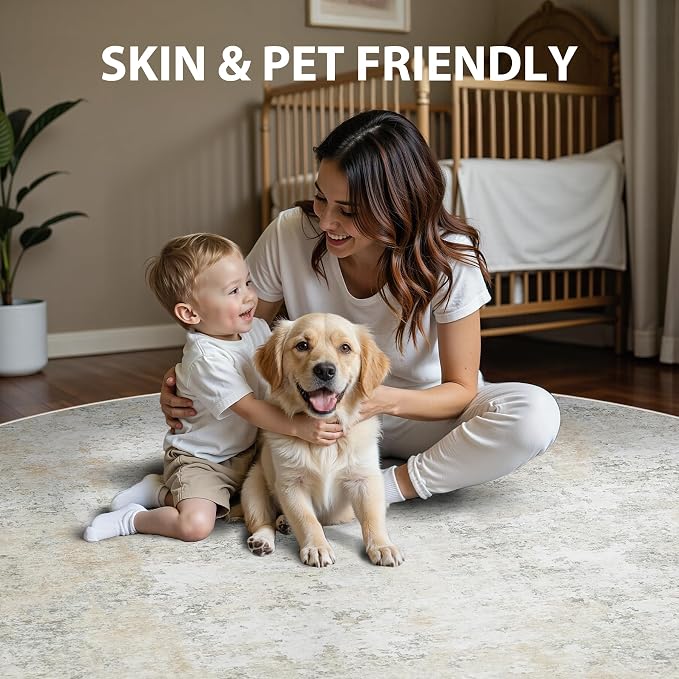 Aelenmu Round Rug 8ft Washable Rug - Image 9