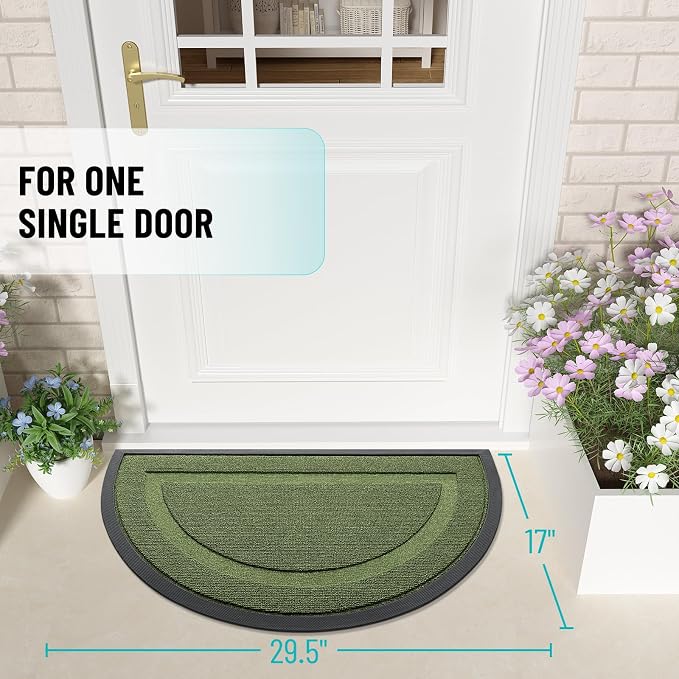 OLANLY Half Circle Front Door Mat Outside 29.5x17 All-Season Rubber Doormat | - Image 2