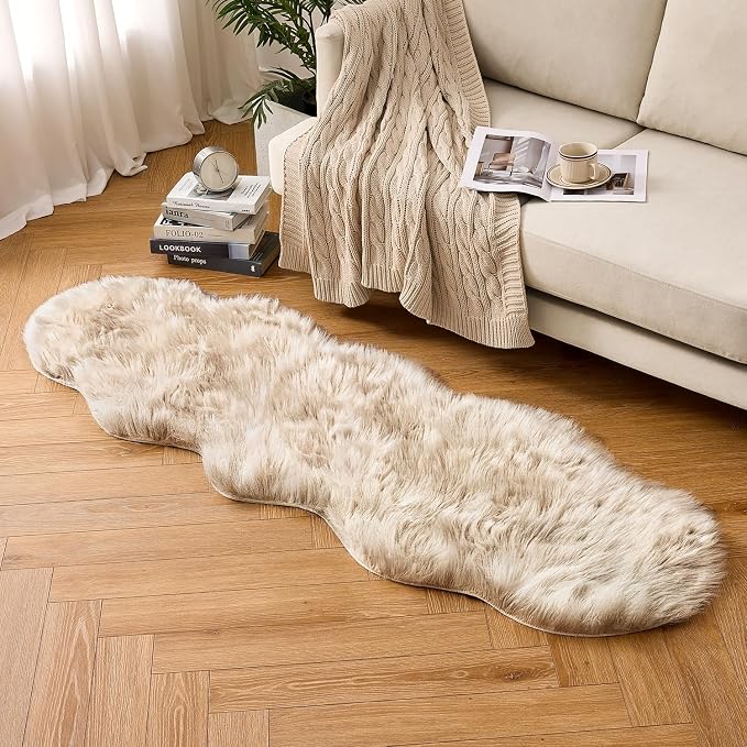 MIULEE Fluffy Area Rug 2x6 ft Faux Fur Sheepskin Rug - Image 6