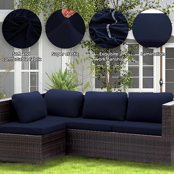 8PCS Patio Cushion Covers.Patio Furniture Couch SeatSlipcovers | Washable - Image 3