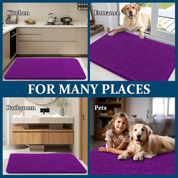 OLANLY Dog Door Mat for Muddy Paws 35x24, Super Absorbent Chenille Mud Mat | - Image 8