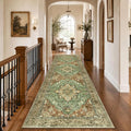 RELEANY Washable Area Rug, Runner 3'x10', Brick/Brown/Green | Non-Slip by RELEANY