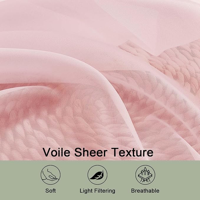 Sheer Blush Curtains 108 Inches Long - Image 3
