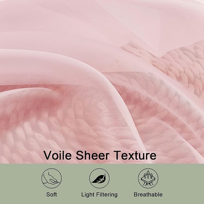 Sheer Curtains 84 Inches Long 2 Panels Set, Sheer Blush Curtains - Image 6