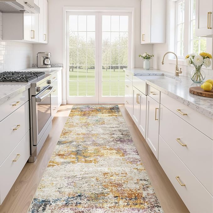 LOONGRUG Runner Rug 2x6 Washable Non-Slip Kitchen Neutral Modern Rug | Abstract by LOONGRUG