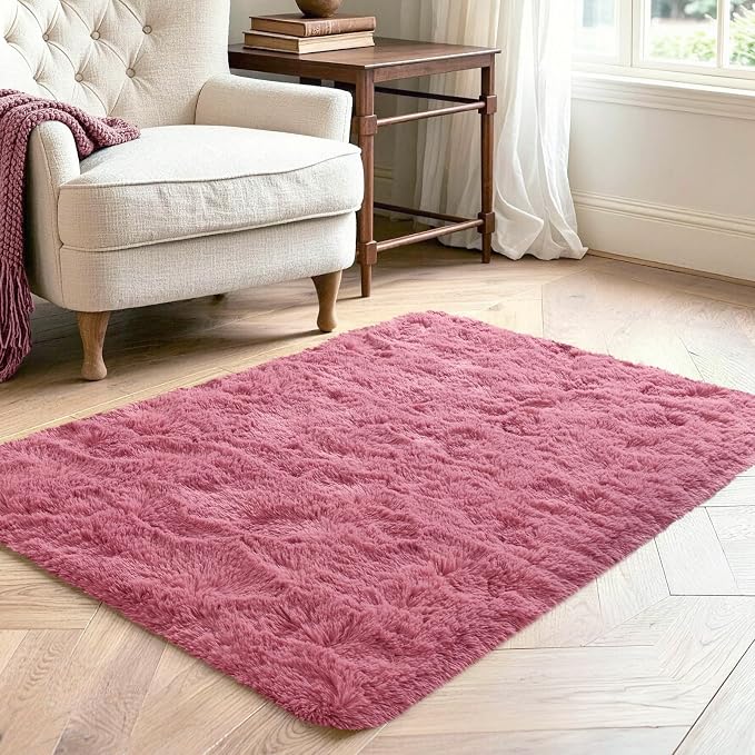 3x5 Blush Fluffy Soft Area Rug Non-Slip - Image 3